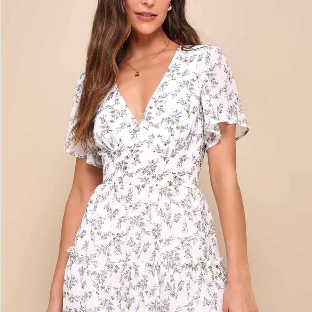 Lulu's White Floral Mini Dress